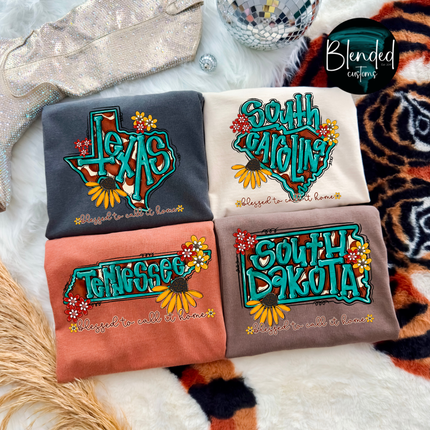 Turquoise and Sunflower States DTF Transfer