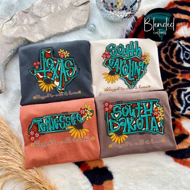 Turquoise and Sunflower States DTF Transfer