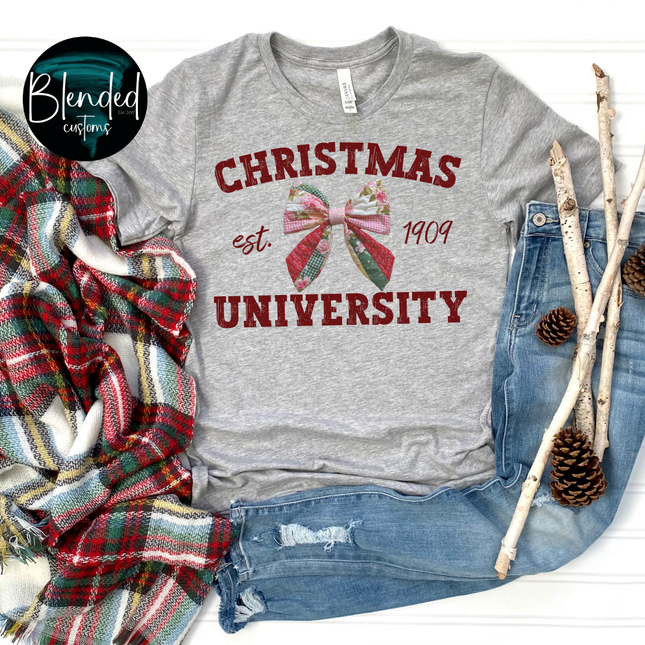 Quilted Bow Christmas University DTF Transfer