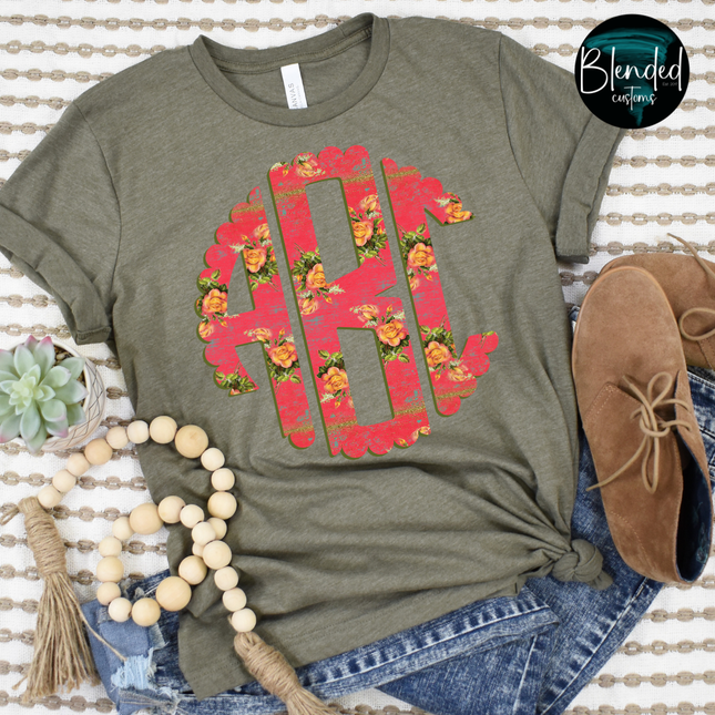 Vintage Rose Monogram DTF Transfer