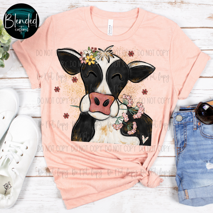 Floral Happy Heifer DTF Transfer