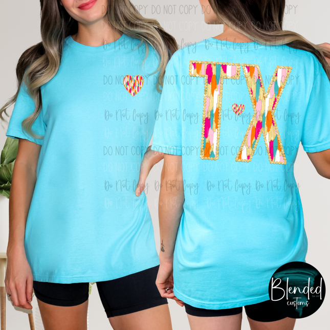 Neon Brushed State Front Back DTF Transfer