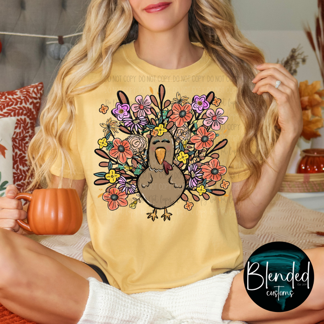 Floral Turkey DTF Transfer