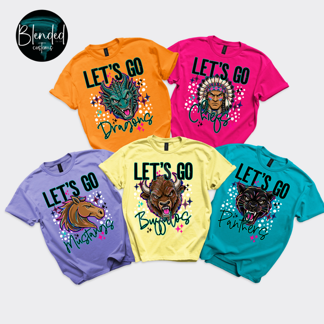 Let's Go Neon Mascots DTF Transfer
