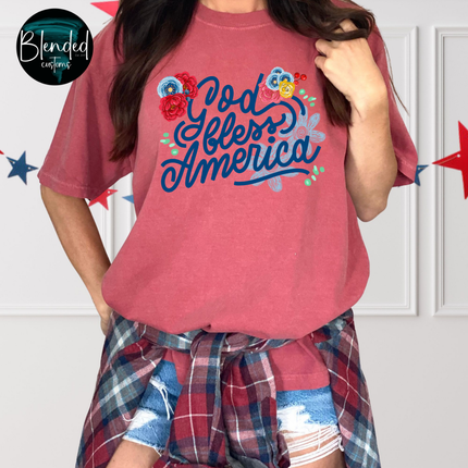 God Bless America Florals DTF Transfer
