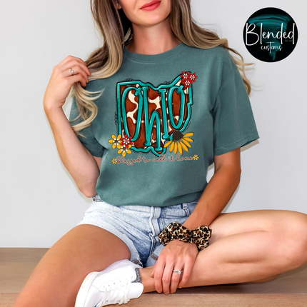 Turquoise and Sunflower States DTF Transfer