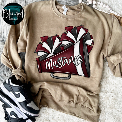 Megaphone & Poms Mascot Custom DTF Transfer