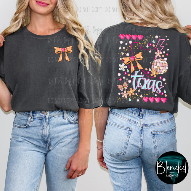 Pink Preppy State Front Back DTF Transfer