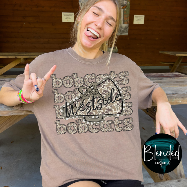 Camo Stacked Football/Megaphone Mascot DTF Transfer