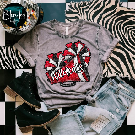 Sequin Megaphone & Poms Mascot Custom DTF Transfer