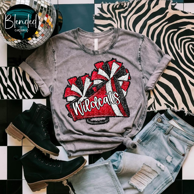 Sequin Megaphone & Poms Mascot Custom DTF Transfer