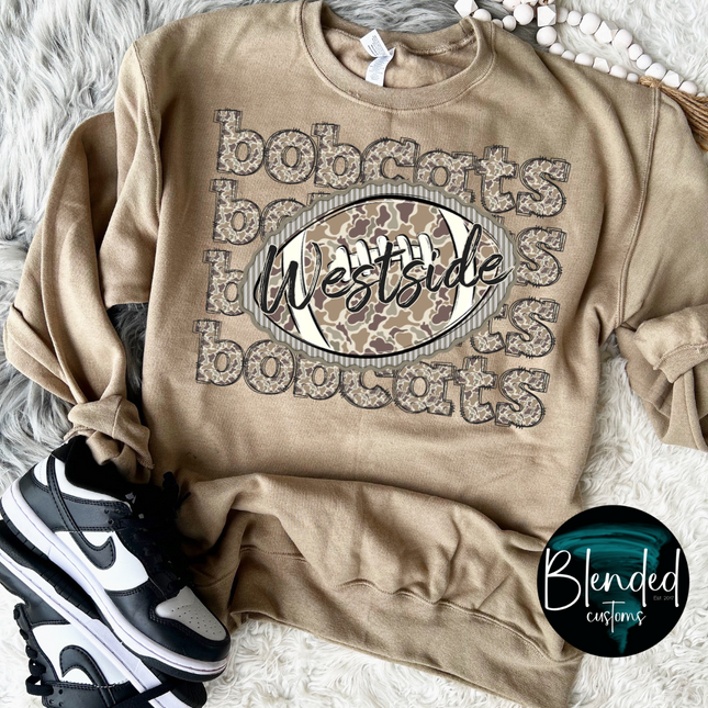 Camo Stacked Football/Megaphone Mascot DTF Transfer