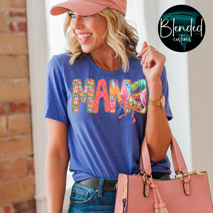 Mama Pink Pumpkin Florals DTF Transfer