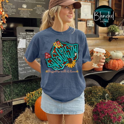 Turquoise and Sunflower States DTF Transfer
