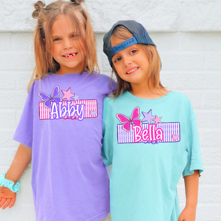 Kid's Seersucker Name Frames DTF Transfer - Custom Transfer TAT 24-48 Hours