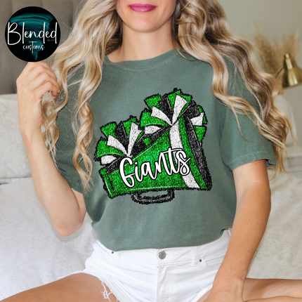 Sequin Megaphone & Poms Mascot Custom DTF Transfer
