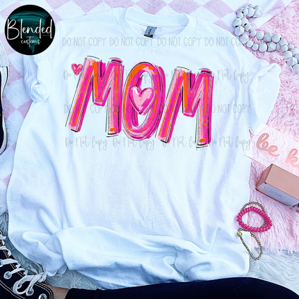 Pink Hearts Mom DTF Transfer