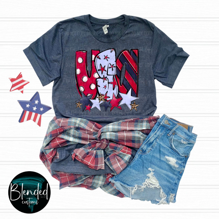 USA Patterned Doodle DTF Transfer