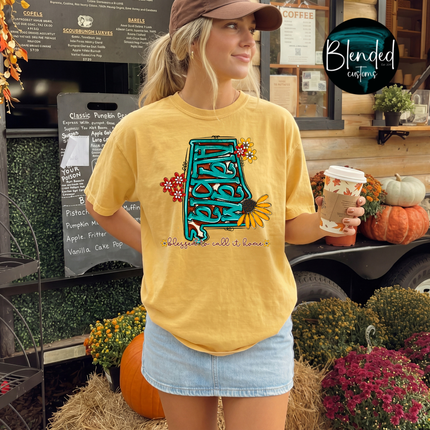 Turquoise and Sunflower States DTF Transfer