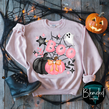Pink and Black Pumpkins Boo DTF Transfer