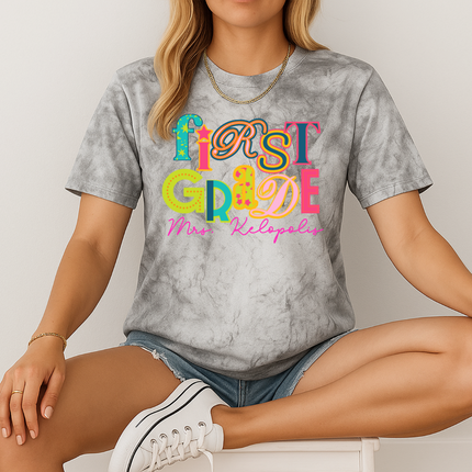Quirky Neon Grade Level Custom DTF Transfer