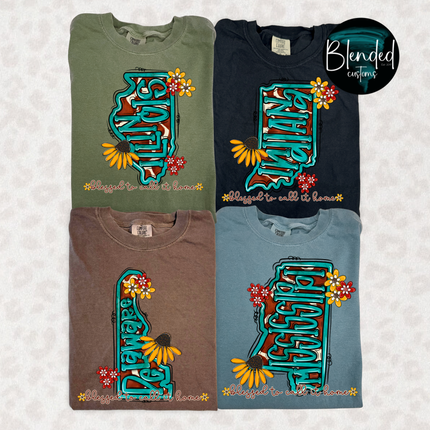 Turquoise and Sunflower States DTF Transfer