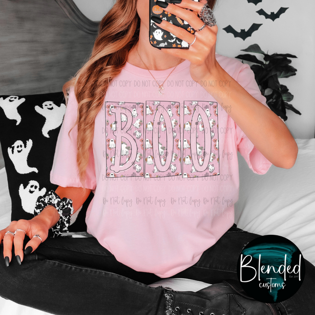 Pink Boo Word Art DTF Transfer