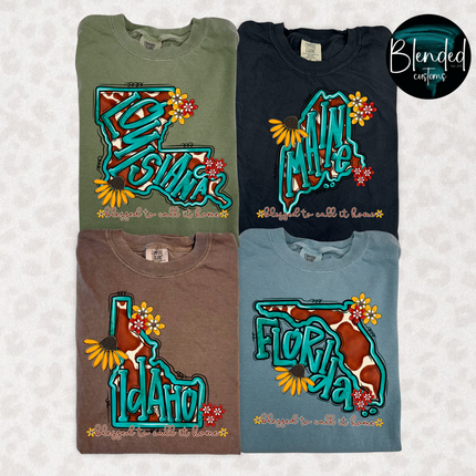 Turquoise and Sunflower States DTF Transfer