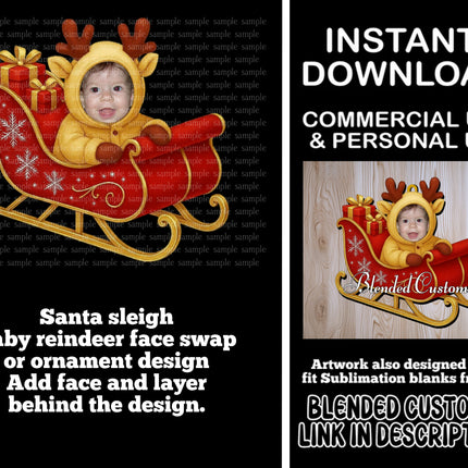 SugarPie Studios Santa Sleigh Blank - Set of 10