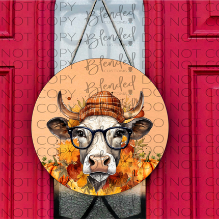 Fall Cow Round PNG Download