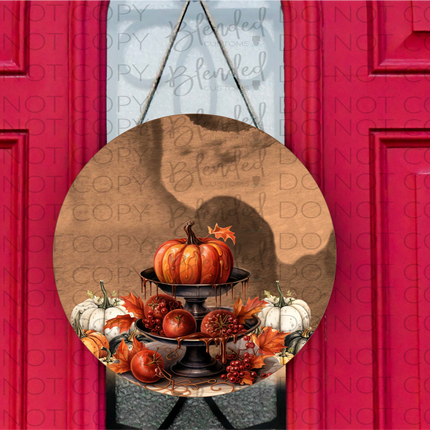 Fall Pumpkin Tray Round PNG Download