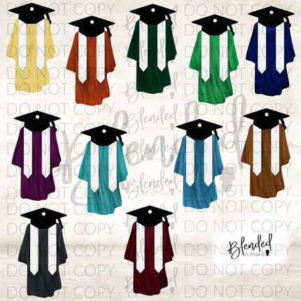 Graduation Cap & Gown Blank PNG Download