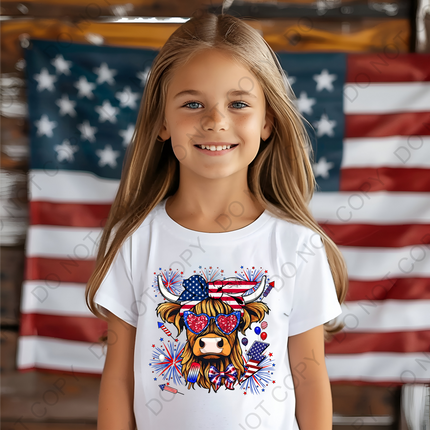 Patriotic Highland Cow Direct to Film Transfer