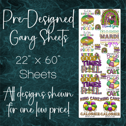 22.5" x 60" Pre-Made Gang Sheet - Mardi Gras 1