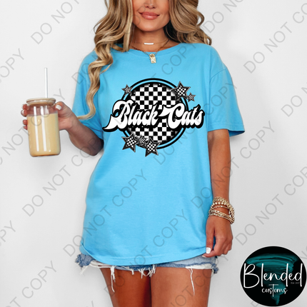 Black Cats Checked Mascot DTF Transfer