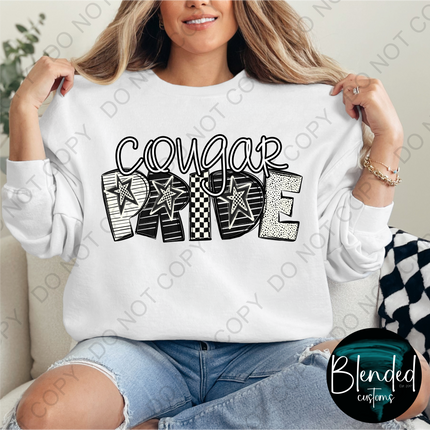 Cougar Pride Word Art DTF Transfer