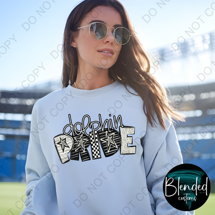 Dolphin Pride Word Art DTF Transfer