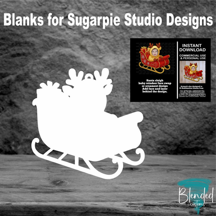 SugarPie Studios Santa Sleigh Blank - Set of 10