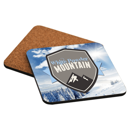 3.75" Gloss White Unisub MDF Square Coaster with Cork Back - Set of 4