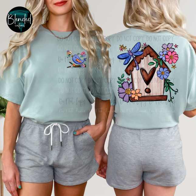 Spring Birdhouse Front Back DTF Transfer