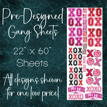22.5" x 60" Pre-Made Gang Sheet - Valentine's Day 4 Faux Sequin
