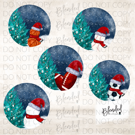Sports Snowmen Circle Ornament PNG Download
